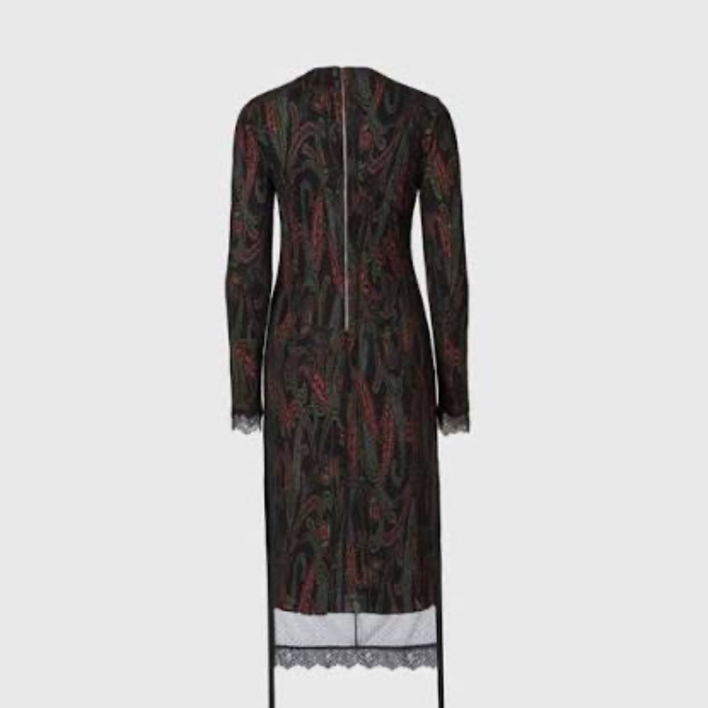 All Saints Elegant Black and Red Long Sleeve Dress - Picture 2 of 4